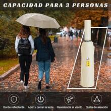 Paraguas Plegable Automático, Paraguas de Bolsillo para Lluvia y Sol, Sombrilla Plegable Grande Resistente al Viento y Lluvia con Protección UV, Portátil para Hombres y Mujeres - Beige - Ver 7