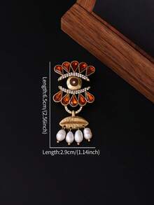 Modeschmuck für Damen, Damen Brosche, eine atemberaubende und kreative Vintage-Stil orangefarbene Damen Brosche, mit einem Design aus Zuchtperlen, das sich sowohl für den täglichen Gebrauch als auch für Partys und Bankette gut eignet.