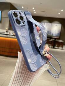 花朵图案TPU腕带手机保护壳，带支架，含腕带，兼容苹果 7/8/11/12/13/14 Pro Max Plus/X/XR/XS Max/SE2、 15/15 Pro/15 Plus/15 Pro Max、三星Galaxy和小米Redmi系列手机。 - 彩色 - 查看 4