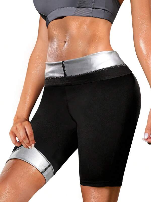 1pc Women's Sweat Shorts, Sports Sweat Pants, Fitness Fat Burning Pants, High Waist Sweat Pants, Sweat Fitness Leggings