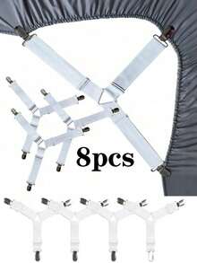 4Pcs/Set Triangle Quilt Holders, Metal Clips With Adjustable Elastic Bands, Knitted Sheet Fasteners, Practical Invisible Anti-Slip Sheet Straps, Sofa And Tablecloth Anti-Slip Clips - Universal Sheet Clips, Triangular Sheet Fasteners, Sheet Fastener Clips, Adjustable Sheet Hanging Rods, Mattress Clips, Home Decor, Household Essentials, Suitable For Sofa Cushions, Sheets, Home Textiles, And White Household Goods. - Multicolor - View 14
