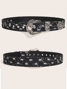 1 pièce Ceinture pour femme en PU à motif géométrique bohème, mode polyvalente pour l'été