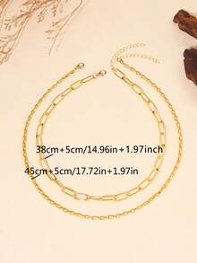 2入組極簡風格鏈條樣式項鍊