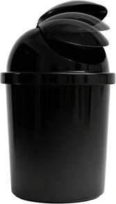 JOY - Bote de Basura Redondo, Pack de 2, con Tapa de Balancín, Ideal para Mantener la Limpieza en el Hogar y Oficina, 5 Litros de Capacidad, Plástico Libre de BPA, Negro - negro - Ver 5