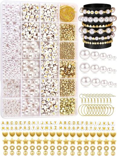 3mm To 14mm Beige & White ABS Faux Pearl Round Beads, Suitable For DIY Jewelry Making, Bracelets, Necklaces, Accessories, Clothing, Shoes, Bags, Nail Art, Crafts, And Decorations