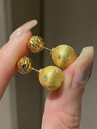 1 peça de brincos de luxo estilo europeu com strass dourado texturizado e pérola vazada, brincos vintage de alta qualidade adequados para uso diário feminino, festas, banquetes, presente para namorada (entregue sem caixa, com clipe)