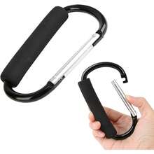 Ganchos para Carriola, Mosquetón Carrito para Bolso, Herramienta Multiusos, Gancho a Presión, Stroller Hook para Bolsas, Pañaleras, Biberones, Sillas Ruedas pañaleras yás Carabiner Hook (Negro) - 1 - Ver 8