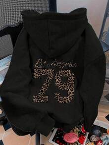 Sudadera Oversize Los Angeles 79 Black para Mujer – Estilo Urbano con Estampado Animal Print y Toque Moderno - Negro - Ver 1