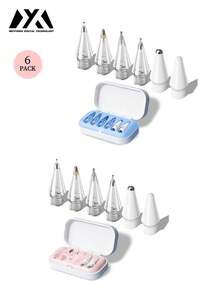 Compatibles avec les embouts de Apple Pencil, pack amélioré de 6 embouts de rechange avec étui, pointes métalliques de contrôle précis sans usure compatibles avec Apple Pencil 1ère/2ème génération, USB-C, iPad Pro Pencil