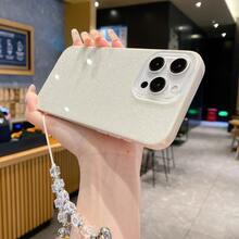 1 件银色心形手链 + 1 件简约 IMD 闪光手机壳，低调奢华粉色/米色/黑色/蓝色，厚 TPU 镜头保护防摔手机壳，适用于 Apple/系列 - 米色 - 查看 3