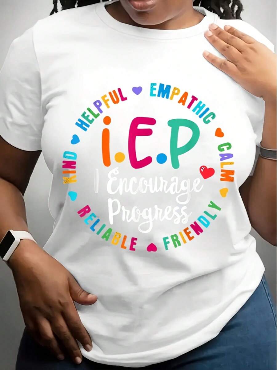 Funny Teacher IEP I E P Encourage Progress Special Education T-Shirt, Men'S Round Neck Cotton Casual T-Shirt, Ideal For Family And Friends
