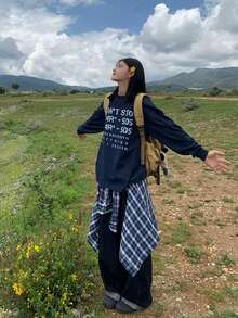 200g Pure Cotton T-Shirt 2025 Summer Ladies New Short Sleeve Pure Cotton Holiday Pattern Short Sleeve Round Neck Couple Wear Small Shirt Tops - Navy Blue - View 3