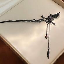 1pc Gothic Style Crow Holding Rose Zinc Alloy Hair Clip Headpiece, Suitable For All Seasons, Bun Extension, Pins For Hair, Hair Accessories, Hair Accessories For Women - Multicolor - View 4