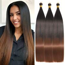 3 Pcs Straight Hair Extensions 24 Inch Bone Straight Braiding Hair Extensions, Soft Synthetic Bundles Crochet Braids Hair Bundles For Braiding (150g/Pc) - Multicolor - View 9