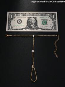 1件波西米亚风菱形水晶手链/指链，女士简约精致链饰，礼品 - 金色 - 查看 3