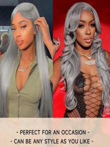 Grey 13x6 HD Transparent Lace Front Wigs Human Hair Body Wave Silver Gray Wigs Human Hair Pre Plucked With Baby Hair 250 Density Glueless Wigs Brazilian Virgin Water Wave Lace Frontal Wigs For Women Party - 灰色 - 查看 6