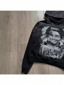 European And American Long-Sleeved Pullover Hoodie Sweatshirt Dark Retro Punk Printed Jacket Y2k Street  Ins - 黑色 - 查看 3