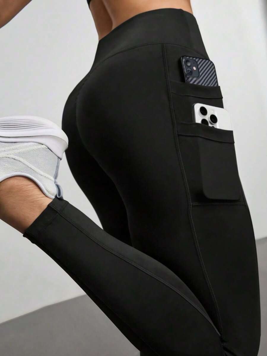 Women's High Waist Elastic Casual Yoga Leggings With Side Pockets, Suitable For Yoga, Running, Fitness