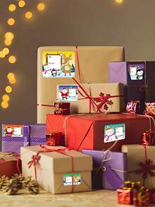 60 szt./rolka Kreatywne, trwałe etykiety samoprzylepne, odpowiednie do pakowania prezentów i notatek na urodziny, imprezy, święta Bożego Narodzenia