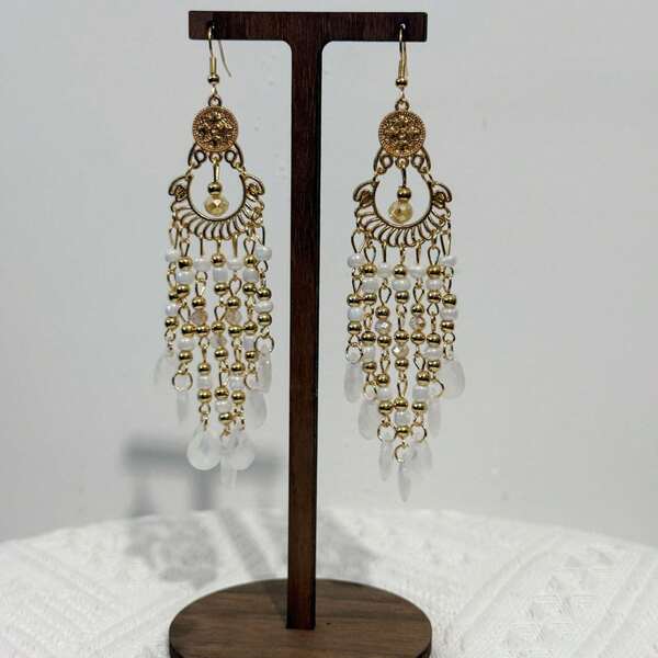 1 par de pendientes con borlas largas, accesorios de estilo antiguo chino