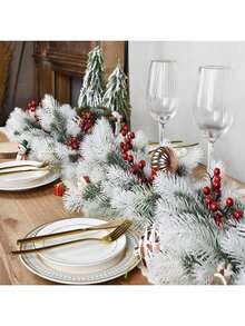 1pc/3pcs 6.23ft/75inch Home Decor Artificial Christmas Pine Tree Garland, Christmas Room Decoration Artificial Pine Cone Vines, Ation UV Protection Hanging Artificial Pine Tree Garland Vines, Christmas Home Decor, Winter Green Garland Holiday Season Mantel Table Runner Centerpiece Christmas Decorations