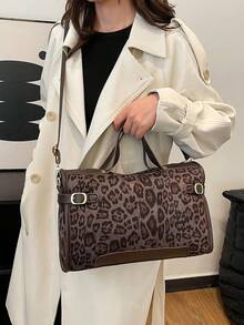 Bolso de tote grande inspirado en diseñadores para mujeres, bolso de viaje de piel sintética, cierre con cremallera, forro de poliéster, bordes pintados, patrón de letra clásico