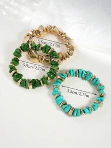 3 件套时尚复古夸张波西米亚风厚多层亚克力串珠手链，适合女性、情侣、派对、日常佩戴、奢华高端 - 多色UY - 查看 4