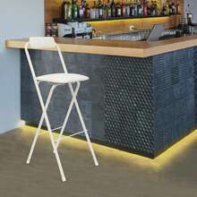 Foldable Bar Chair, Tall Folding Chair 29.5 Inch Seat Height, Portable White Counter Height Stool With Cushion, No Assembly Required - 白色 - 查看 6