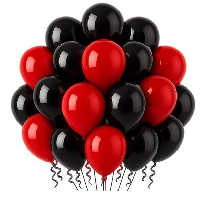 50/100pcs The Combination Set Of Black And Red Latex Balloons Is Fashionable And Simple. 5/10inch The Wedding Dress Can Be Diy Matched For Birthdays, Weddings, Parties, Decorations, Gender Revealing Decorations, Hawaiian Parties, Bathing Parties, Singles Parties, Christmas, Valentine'S Day, Outdoor Photography Decorations