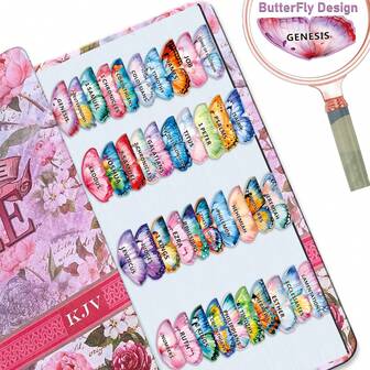 80-Piece Butterfly Bible Label Index Tabs ,ButterFly Design, Easy NavigationLarge Font Sacred Text Easy Peel-Off Labels For Faith-Based Study Bibles & Diaries, Perfect Gift For Believers