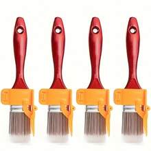 3pcs Precision Edge Brush Set - Durable & Lightweight With Wooden Handle, Portable Design, Suitable For DIY Wall & Ceiling Edge Painting, Includes Red & Blue Detail Decorative Brushes