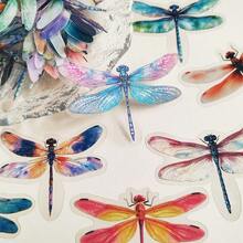 50 Vibrant Dragonfly Graffiti Stickers, Reusable And Self-Adhesive, With Sparkling Laser Effects, Rainbow Vinyl Stickers, Suitable For Scrapbooks, Diaries, And DIY Crafts, Colorful Animal Patterns, Colorful Animal Patterns - 多色的 - 查看 2
