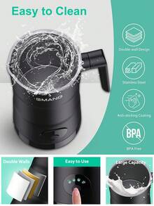 1 szt. SMANG Spieniacz do mleka 4 w 1 Elektryczny spieniacz do mleka 12 uncji/350 ml Duża pojemność Elektryczny spieniacz do mleka do gorącej i zimnej pianki mlecznej - Podgrzewacz do mleka do latte, cappuccino i gorącej czekolady