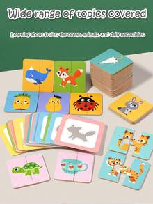 Children's Early Childhood Educational Shadow Matching Puzzle Toys. Shadow Matching Toys. Animal Board Game. Parent-Child Interactive Card Game. Toy Thinking And Concentration Training Games - Multicolor - View 7