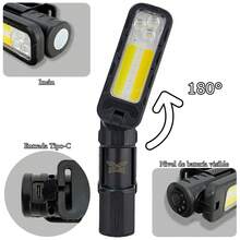 AGUILAMEX Multifunction Flashlight For Hand And Head Magnetic Rechargeable Lamp Easy To Hold In Different Places, White And Red Light With 4 Switching Modes, Adjustable Between Multiple Angles For Multi-Scenario - Khaki - View 4