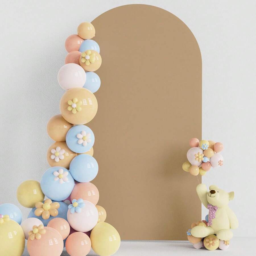 4ft, 5ft, 6ft, 6.6ft, 7.2ft Khaki Arch Backdrop, 2-Sided Spandex Fitted Arch Backdrop Fabric For Wedding Arch, Suitable For Birthday Party, Wedding Arch Decor (Arch Frame Not Included, Fabric Background Only)