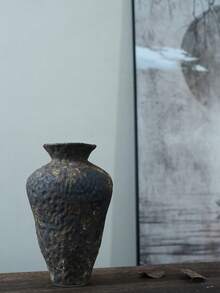 1 pièce Vase en céramique à motif asymétrique grossier, vase à fleurs vintage Wabi-Sabi avec glaçure martelée rouillée, décoration pour salon, bureau, chambre à coucher, bureau, convient pour diverses fêtes, arrangement floral de salle à manger