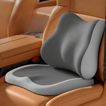 Car Booster Seat Cushion + Lumbar Support Set | Ergonomic Design | Soft & Resilient Memory Foam | Height-Boosting Design For Better Visibility & Long-Lasting Comfort | Universal Fit For Cars, SUVs & Trucks, Car Seat Back Support, Ergonomic Seat Cushion