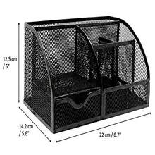 Organizador de escritorio de oficina negro, accesorios de escritorio y almacenamiento de suministros, portalápices de escritorio con cajón, espacio de trabajo en el hogar/oficina