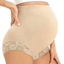 1 Peça Calcinha de Suporte Abdominal Confortável com Renda na Cintura Alta, Cor Damasco - Damasco - Visão 7