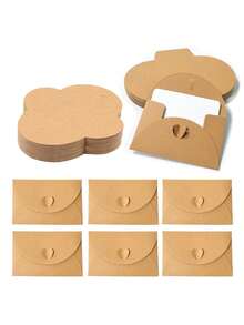 10/20/40/50 sets Mini enveloppes avec cartes vierges, set d'enveloppes en papier kraft, pour cartes cadeaux, faveurs de mariage, cartes de vœux, cartes de visite, fournitures de fête de remise des diplômes, enveloppes de remerciement