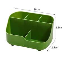 Portalápices de 5 rejillas de gran capacidad, organizador multifuncional de brochas de maquillaje, cubo de almacenamiento de escritorio de plástico de alta calidad - Albaricoque - Ver 8