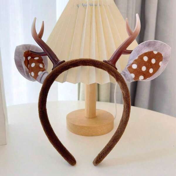1pc Women's Christmas Antler Headband, Cute Deer Horn Hair Accessory, Sweet Christmas Mori Style, Hair Band, Hair Hoop