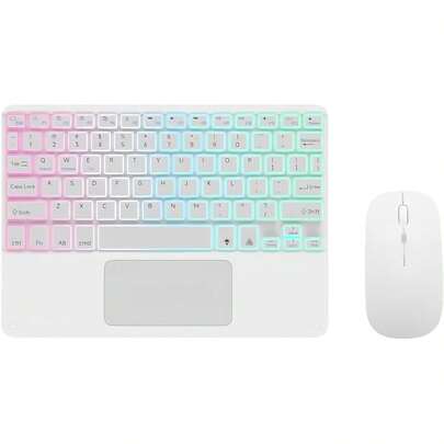 Ultra-Slim Bluetooth Keyboard With Built-In Touchpad And Mouse Portable Mini Wireless Keyboard Rechargeable 7-Color Backlit For Apple IPad   Tablet  Smartphone IOS Android Windows