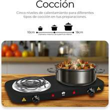 Raganet, Parrilla Electrica de 2 Quemadores, Estufa Plegable de 2000 Watts, Calentamiento Uniforme, Proteccion de Sobrecalentamiento y Termostato Automatico (negro) - negro - Ver 5