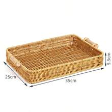 Handwoven Rattan Fruit Basket, Bread Basket, Household Storage Basket With Dual Handles, Living Room Decor