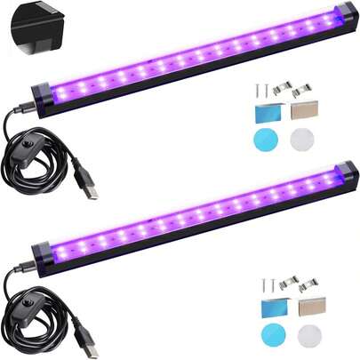 Black Light Bar 5W 1ft LED Blacklight For Fluorescent Tapestry Poster Body Paint Glow Party UV Strip Lights For Cabinet And Display Magnetic THLITURE 2 Pack