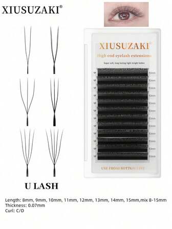 XIUSUZAKI U 型 YY 3D 4D 5D 8-15 毫米睫毛延长新款 U 型睫毛延长貂皮预制卷扇形单根假睫毛 12 排