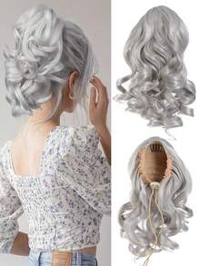 女士卷曲波浪马尾抽绳假发 - 黑色,无损伤,适合日常和特殊场合 - 自然造型合成发丝,易于拉直,多功能发饰,即时增加发量,耐热纤维,美容爱好者的必备单品 - 彩色 - 查看 15