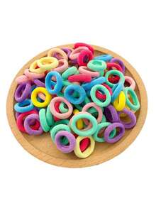 100pcs Black Elastic Seamless Ponytail Hair Ties, Durable & Simple Daily Hair Accessories For Girls, Elegant & Damage-Free